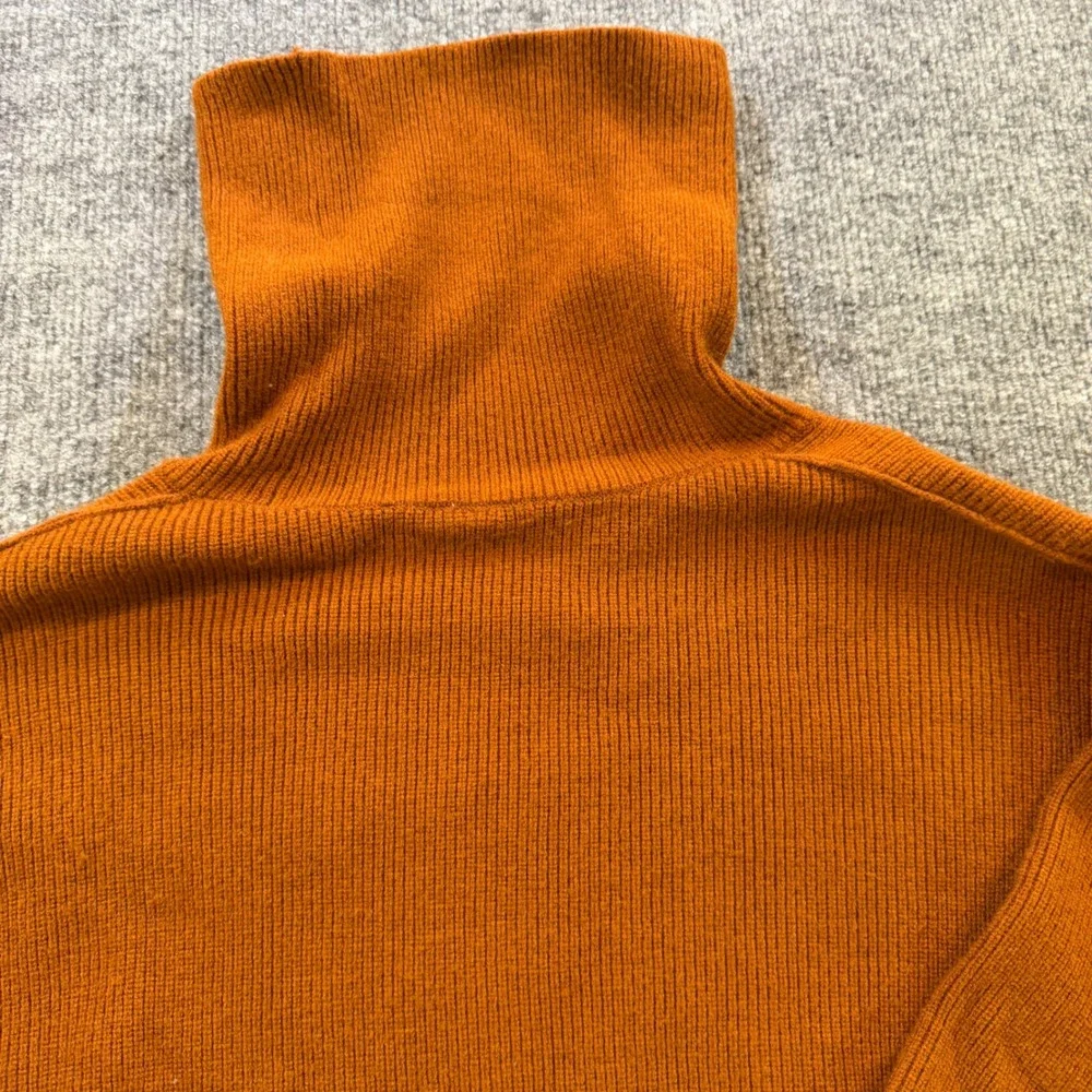 Free People My Only Sunshine Turtleneck Ribbed Sweater Rust Orange XS